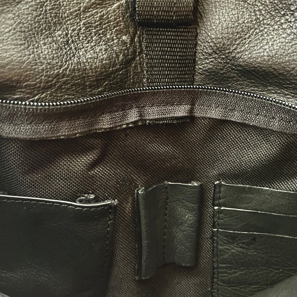 Leather Extra Large Backpack Never Used Black Peb… - image 5